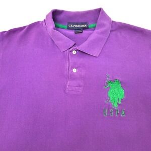 US Polo Assn Purple Green Big Pony Embroidered "3" Polo Golf Rugby Men's Shirt M